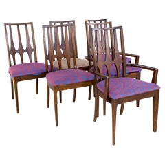Broyhill Brasilia Brutalist Mid Century Walnut Dining Chairs - Set of 6