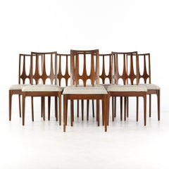Broyhill Brasilia Brutalist Mid Century Walnut Dining Chairs, Set of 8