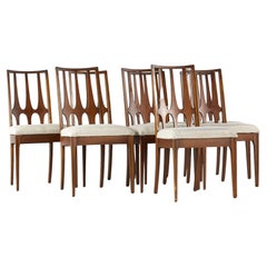 Broyhill Brasilia Brutalist Mid Century Walnut Dining Chairs, Set of 8