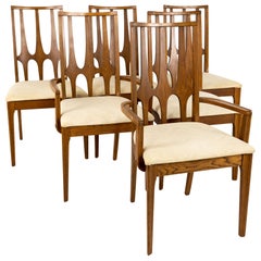 Broyhill Brasilia Brutalist Midcentury Walnut Dining Chairs, Set of 6
