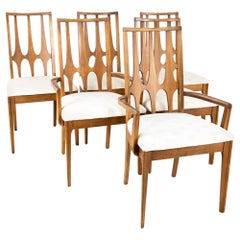 Broyhill Brasilia Brutalist Mid Century Walnut Dining Chairs, Set of 6