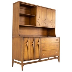 Broyhill Brasilia Brutalist Midcentury Walnut Sideboard Credenza Buffet/Hutch