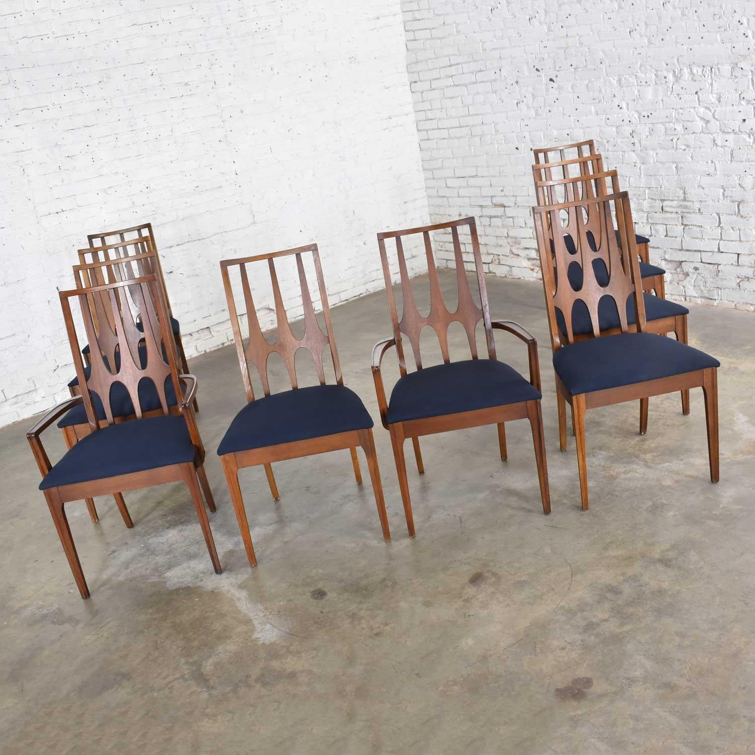 Walnut Broyhill Brasilia Dining Chairs Original Set of 10 Mid-Century Modern, 1962-1970 For Sale