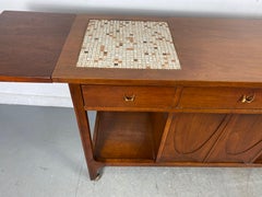 Broyhill Brasilia Drop Leaf Tile Top Bar Cart /Console Server Mid-Century Modern