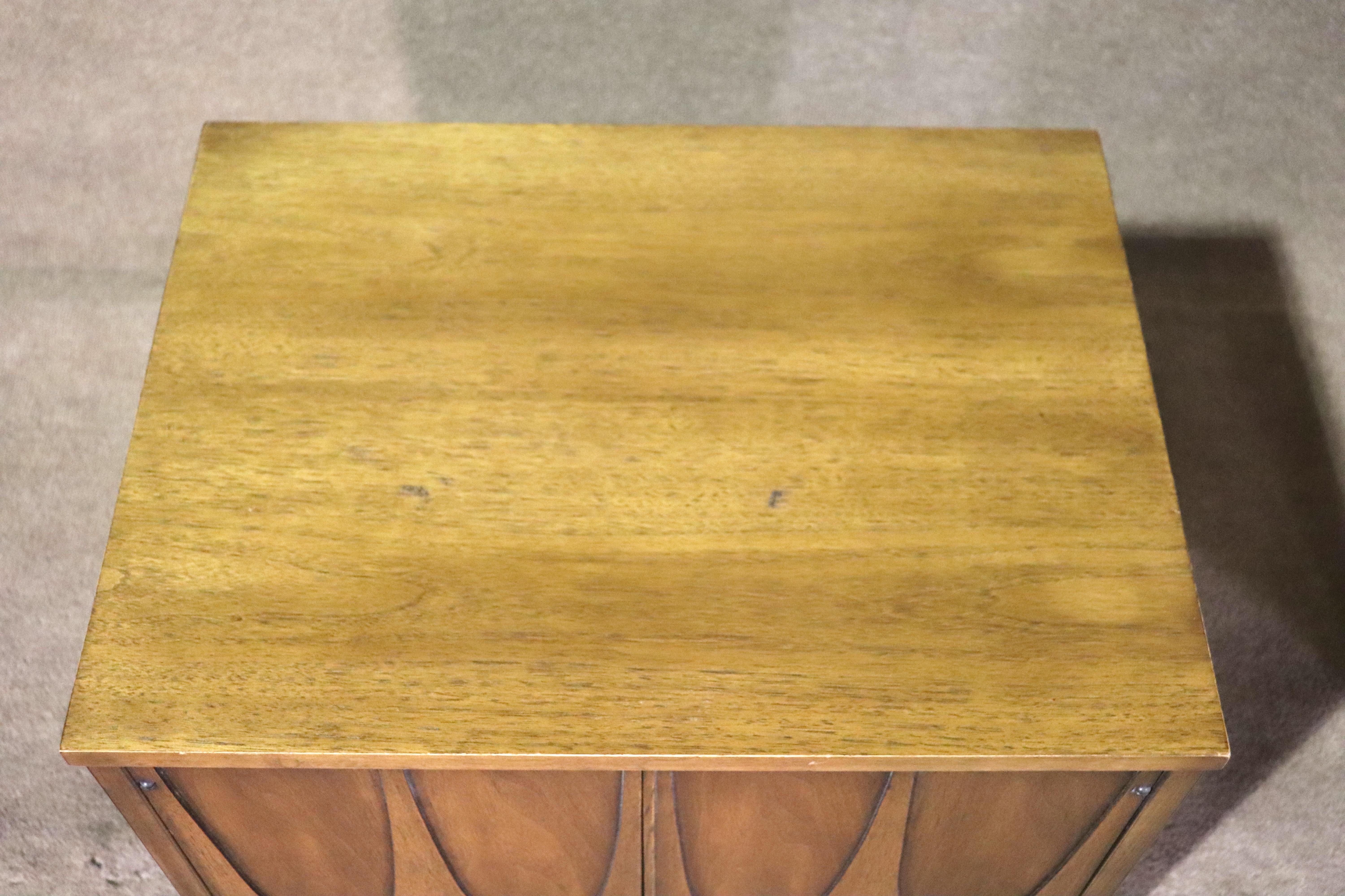 Walnut Broyhill 'Brasilia' End Tables / Record Cabinets For Sale