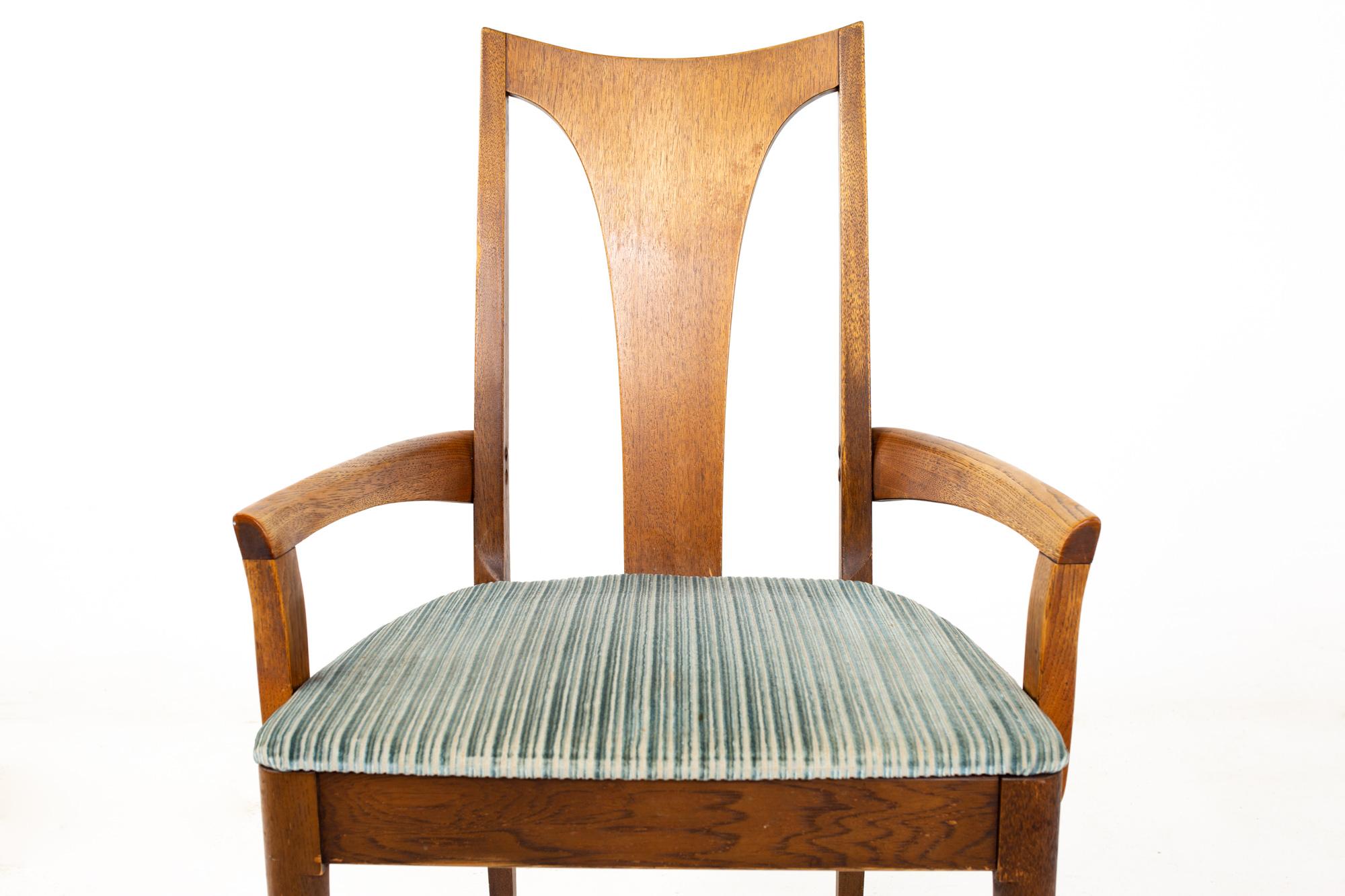 Broyhill Brasilia II Mid Century Walnut Captains Dining Chairs, Set of 4 1