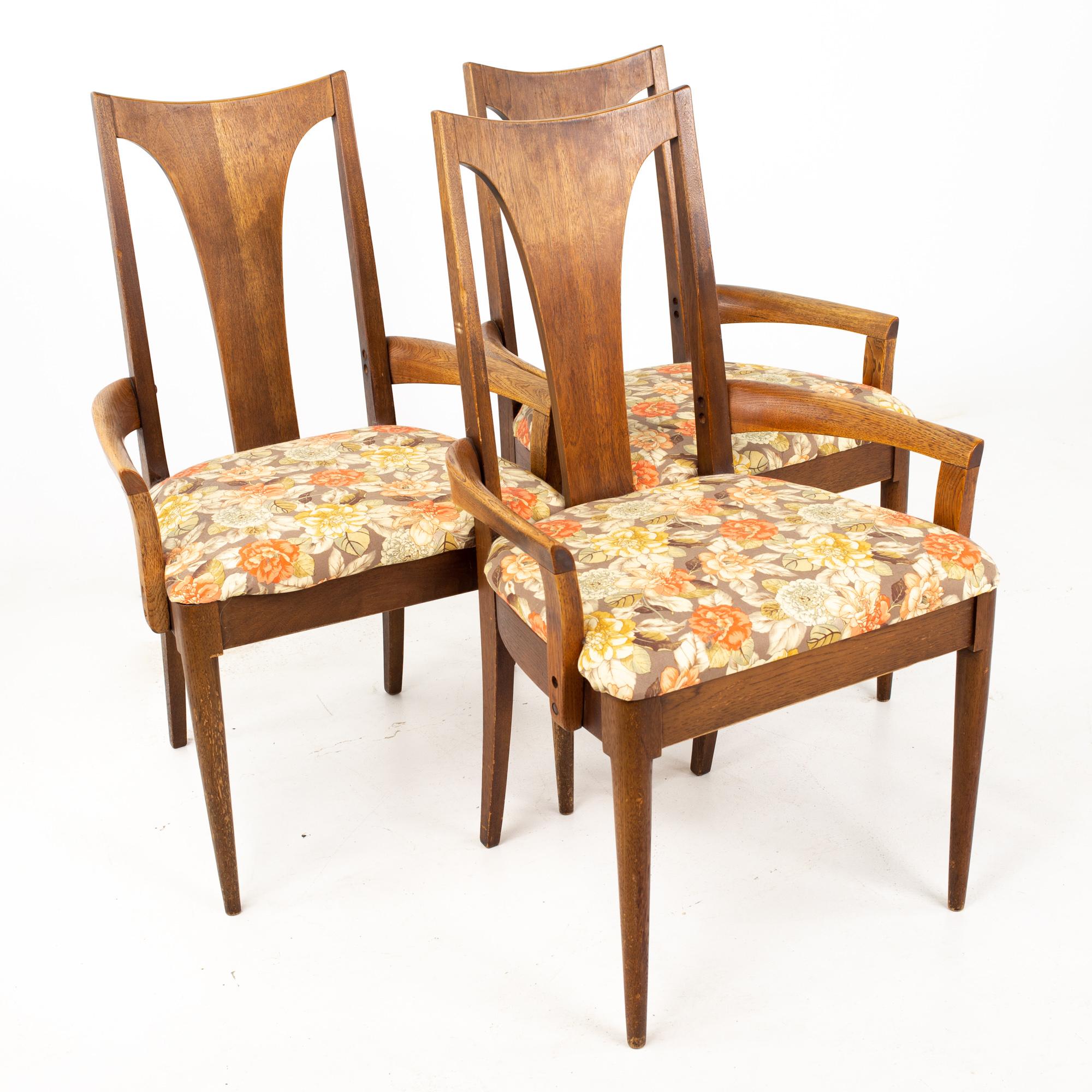Broyhill Brasilia II Mid Century Walnut Captains Dining Chairs, Set of 4 2