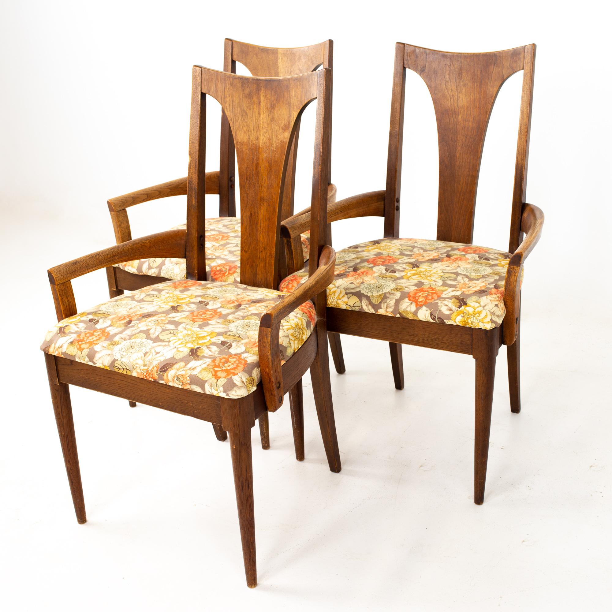 Broyhill Brasilia II Mid Century Walnut Captains Dining Chairs, Set of 4 4
