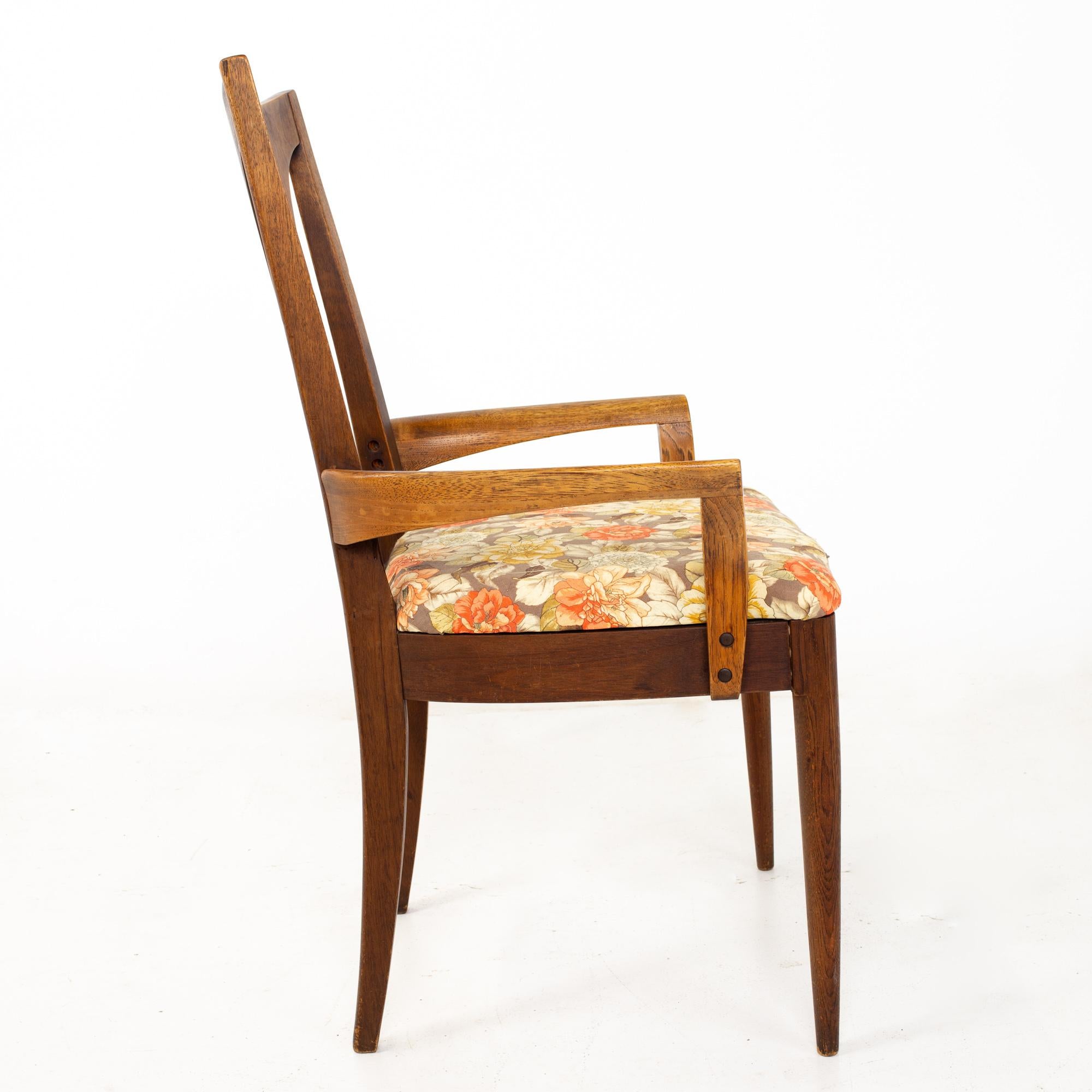 Broyhill Brasilia II Mid Century Walnut Captains Dining Chairs, Set of 4 9