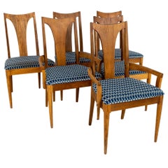 Used Broyhill Brasilia II Midcentury Walnut Brutalist Dining Chairs, Set of 6