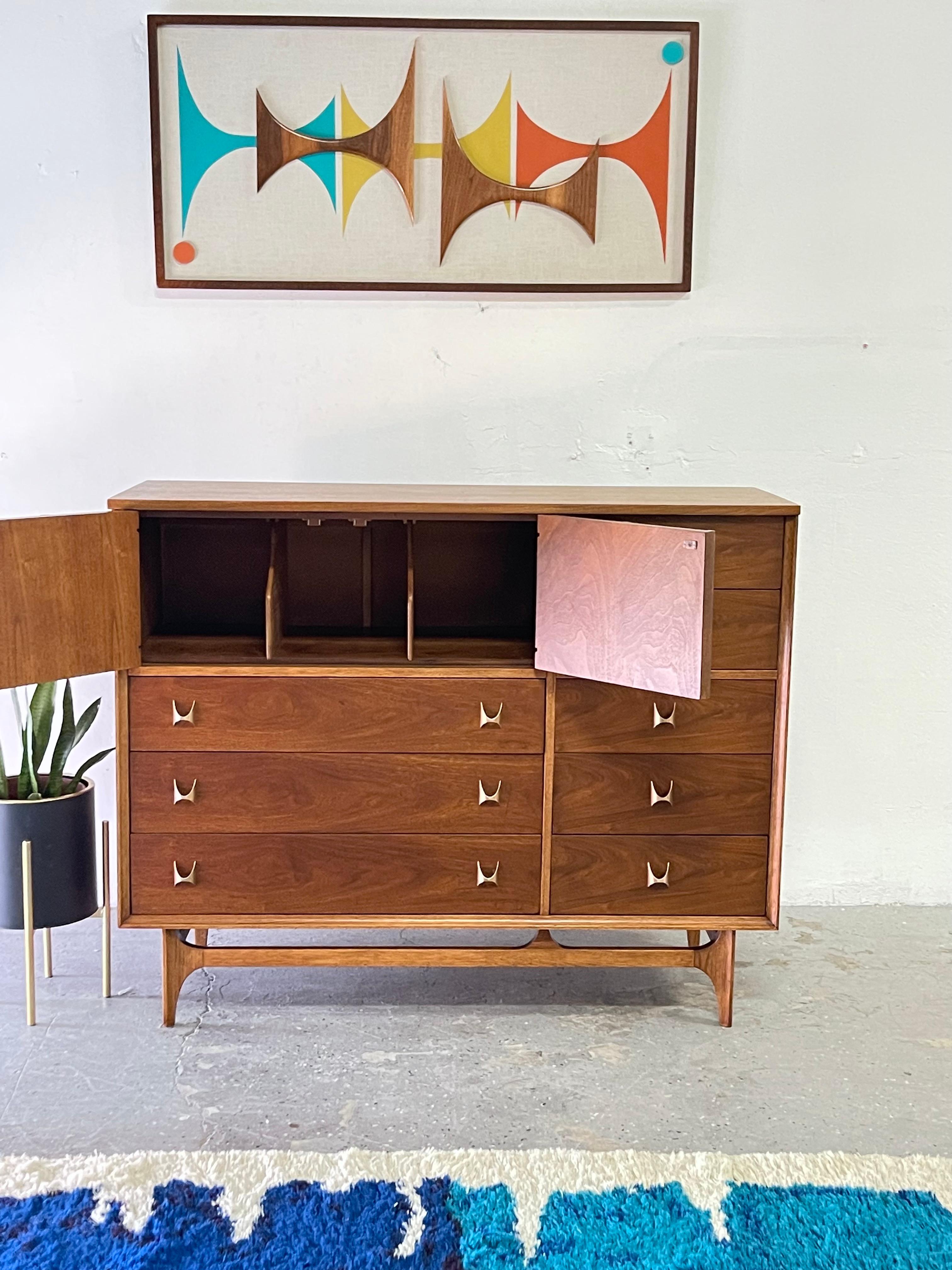 Broyhill Brasilia Magna Mid-Century 8 Drawer Highboy Dresser Gentleman's Chest 3