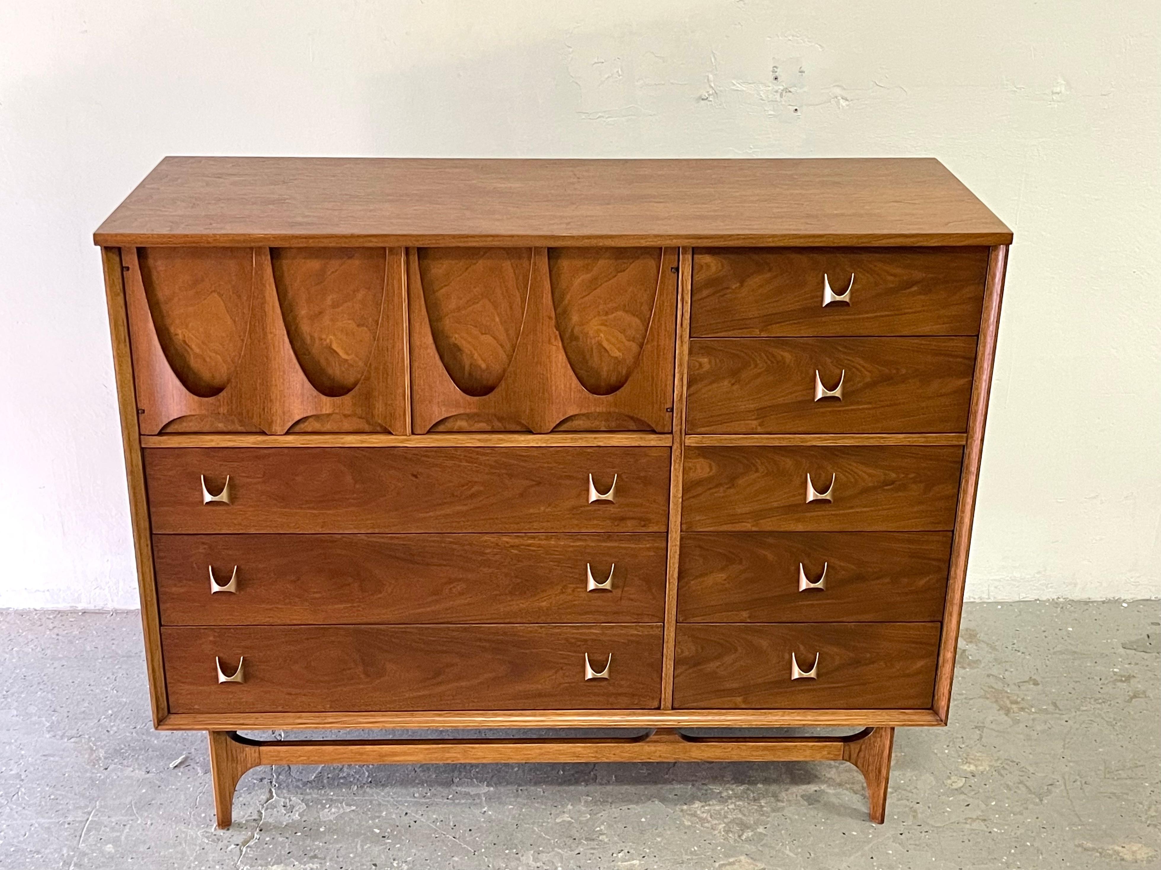 Broyhill Brasilia Magna Mid-Century 8 Drawer Highboy Dresser Gentleman's Chest 1