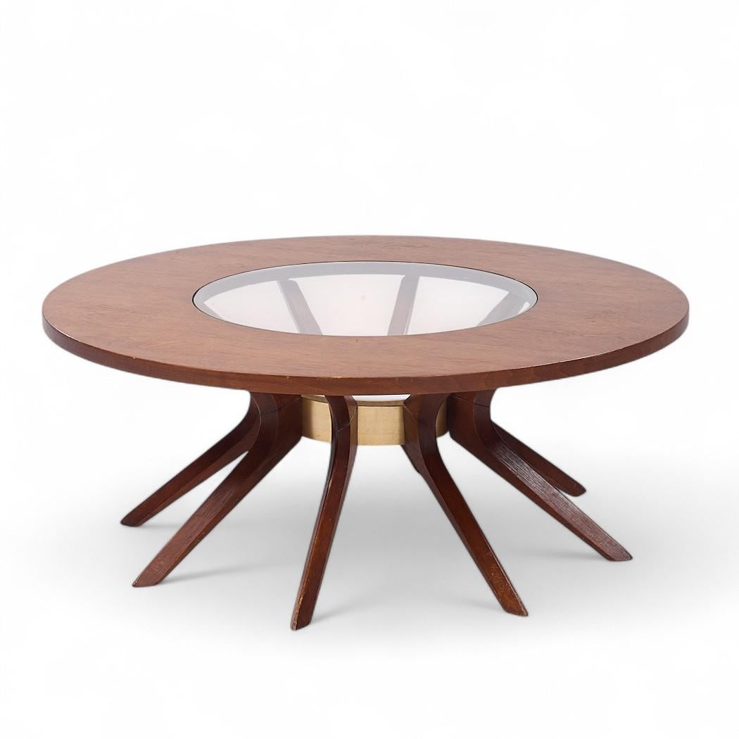 Mid-Century Modern Broyhill Brasilia Mid Century Cathedral Walnut Coffee Table For Sale