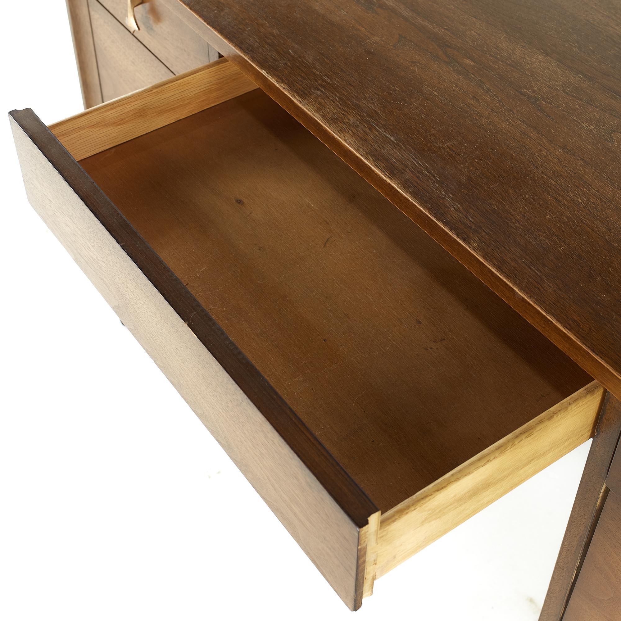 Broyhill Brasilia Midcentury Desk Walnut and Brass Desk For Sale 2