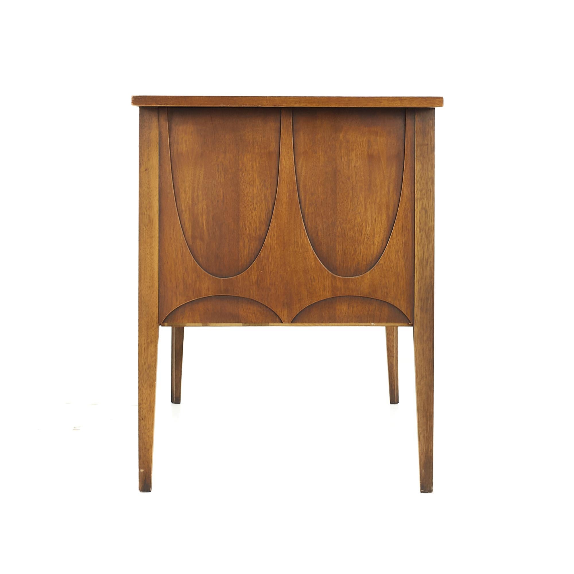 Mid-Century Modern Broyhill Brasilia Midcentury Desk Walnut and Brass Desk For Sale