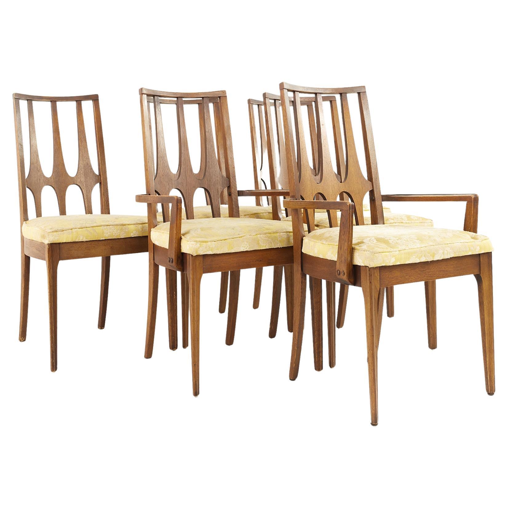 Broyhill Brasilia Brutalist Mid Century Walnut Dining Chairs, Set of 4