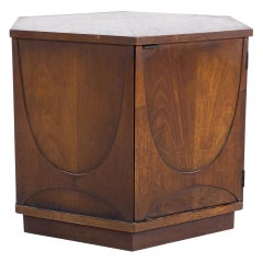 Used Broyhill Brasilia Mid Century Hexagonal Side End Storage Table