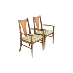 Broyhill Brasilia Mid-Century Modern Sculpted Walnut Armchairs, Pair