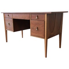 Broyhill Brasilia Mid-Century Modern Sculpted Walnut Desk