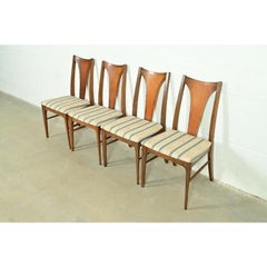 Broyhill Brasilia Mid-Century Modern Sculpted Walnut Dining Chairs, Set of Four