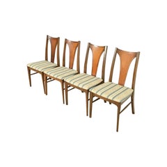 Broyhill Brasilia Mid-Century Modern Sculpted Walnut Dining Chairs, Set of Four