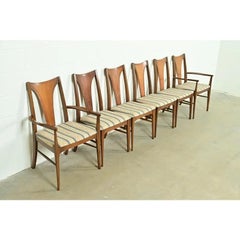 Broyhill Brasilia Mid-Century Modern Sculpted Walnut Dining Chairs, Set of Six
