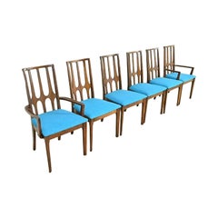 Broyhill Brasilia Mid-Century Modern Sculpted Walnut Dining Chairs, Set of Six