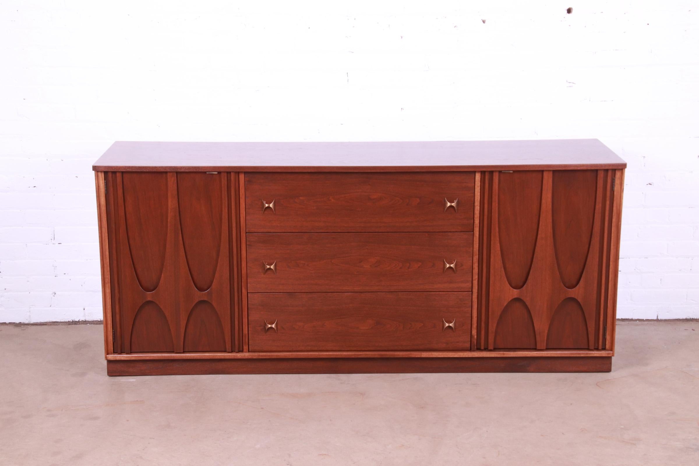 Broyhill Brasilia MidCentury Modern Sculpted Walnut Dresser or