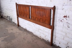 Broyhill Brasilia Mid-Century Modern Sculpted Walnut King Size Headboard