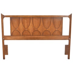 Broyhill Brasilia Mid-Century Modern Sculpted Walnut Queen Size Headboard, 1960s