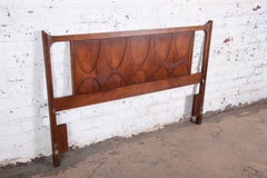 Broyhill Brasilia Mid-Century Modern Sculpted Walnut Queen Size Headboard