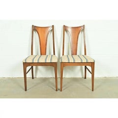 Broyhill Brasilia Mid-Century Modern Sculpted Walnut Side Chairs, Pair