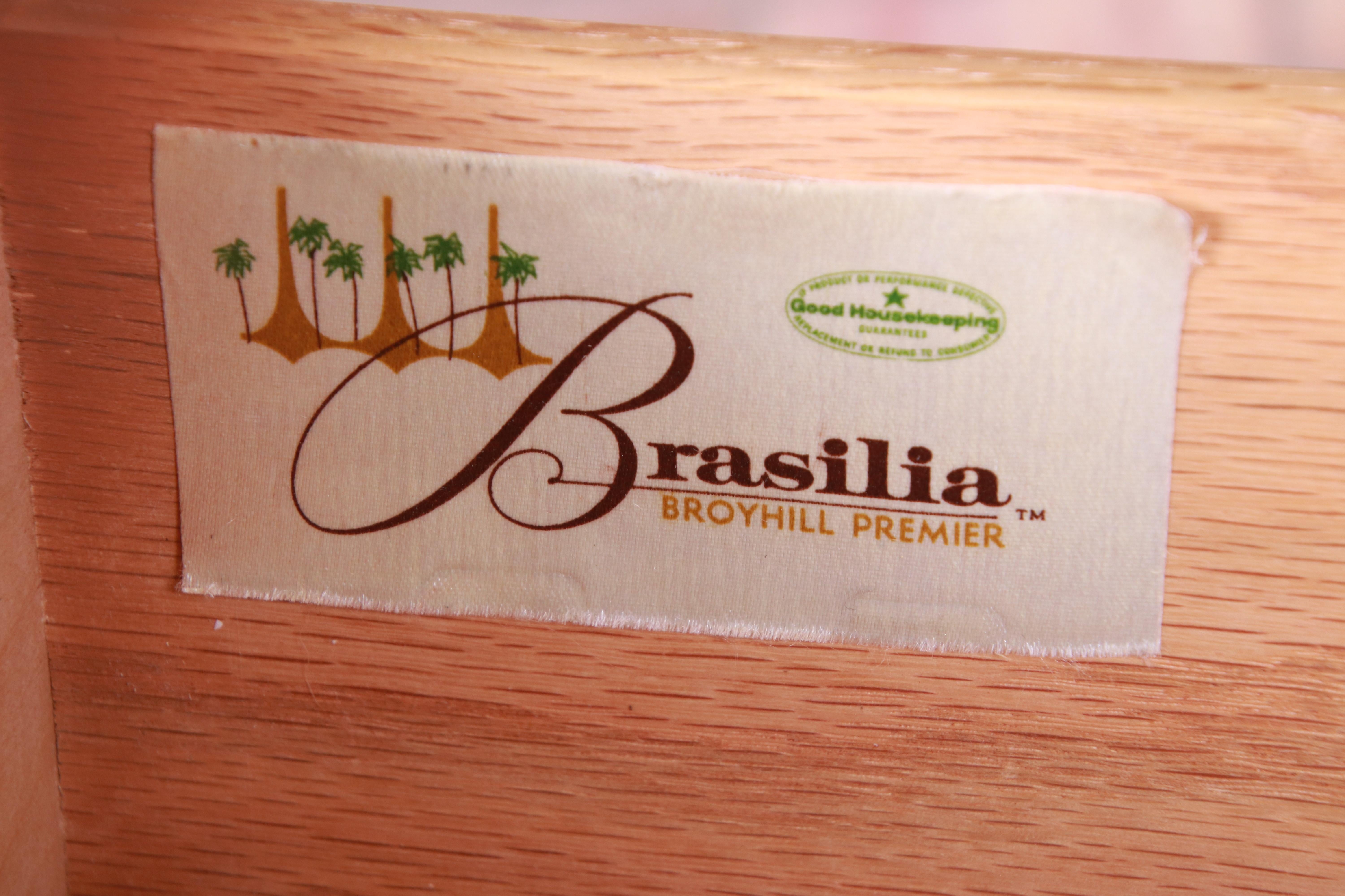 Broyhill Brasilia Mid-Century Modern Sculpted Walnut Triple Dresser or Credenza 8