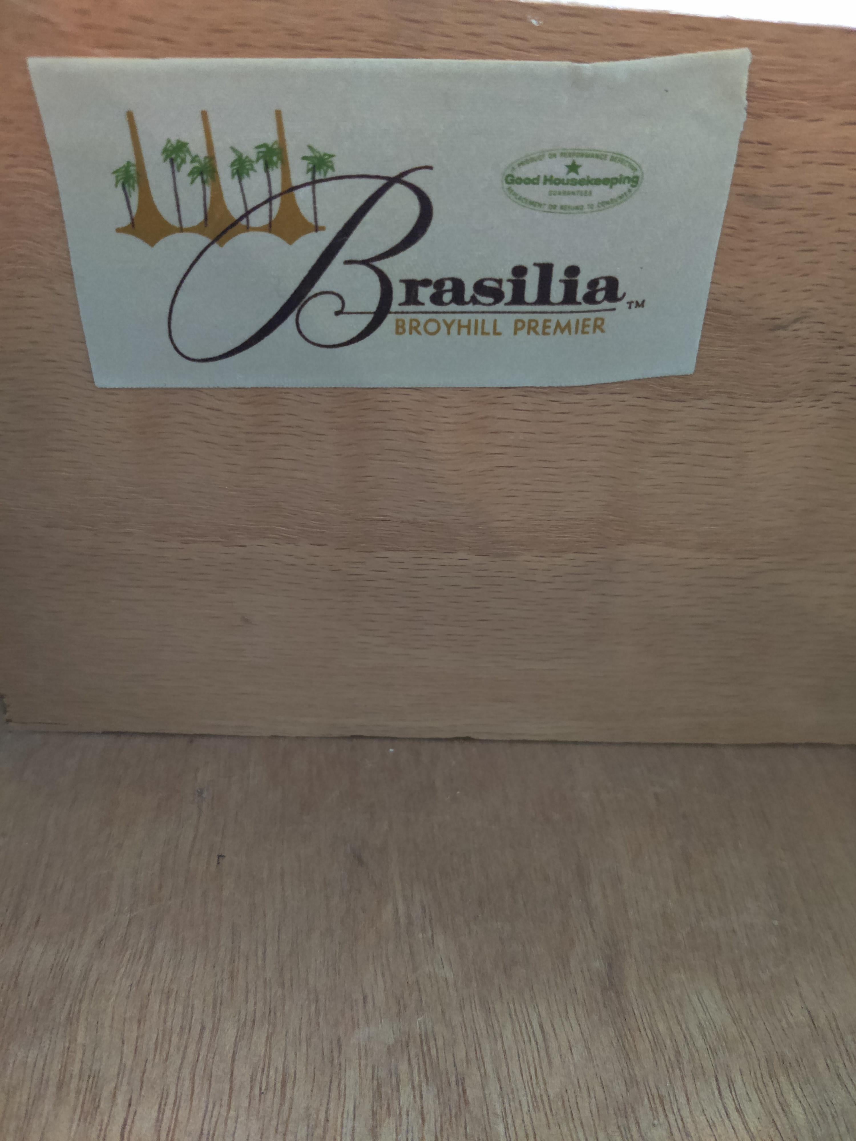 Broyhill Brasilia Mid Century Modern Tall Walnut Highboy Dresser For Sale 9