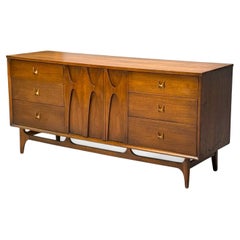 Broyhill Brasilia, Mid-Century Modern, Walnut, Brass, Dresser, USA, 1960s