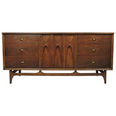 Broyhill Brasilia Mid-Century Modern Walnut Triple Dresser or Credenza