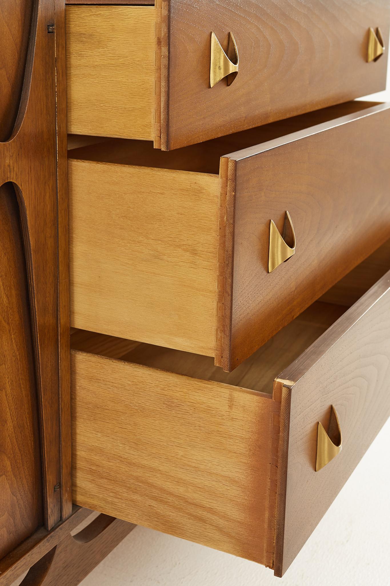 Late 20th Century Broyhill Brasilia Mid Century Offset Door Sideboard Credenza