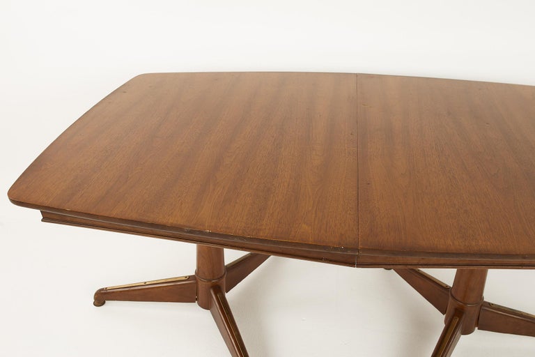 Broyhill Brasilia Mid Century Pedestal Base Dining Table with 1 Leaf ...