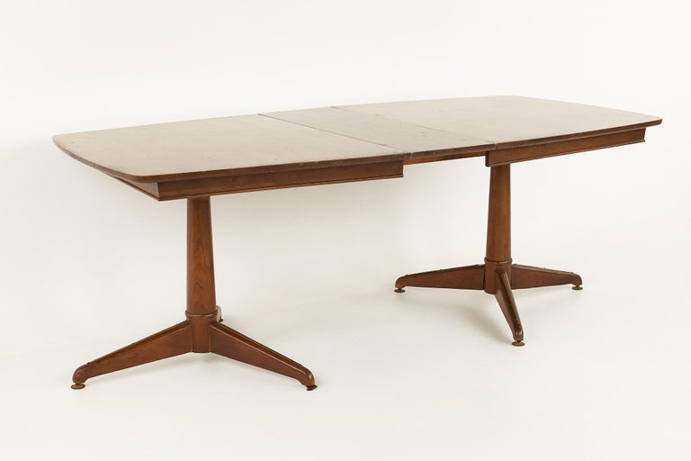 Broyhill Brasilia Mid Century Pedestal Base Dining Table with 1 Leaf ...