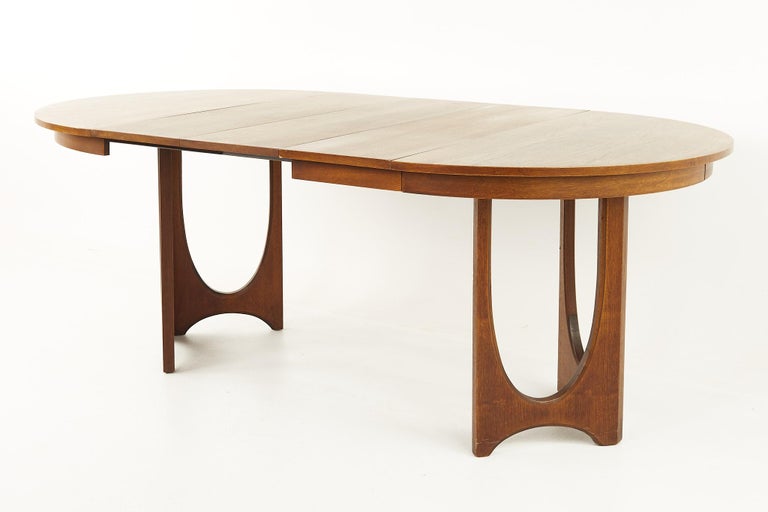 Broyhill Brasilia Mid Century Pedestal Base Walnut Dining Table with 3 ...
