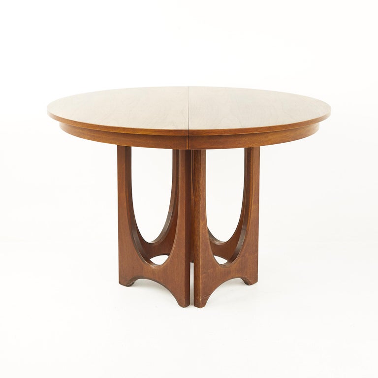 Broyhill Brasilia Mid Century Pedestal Base Walnut Dining Table with 3 ...