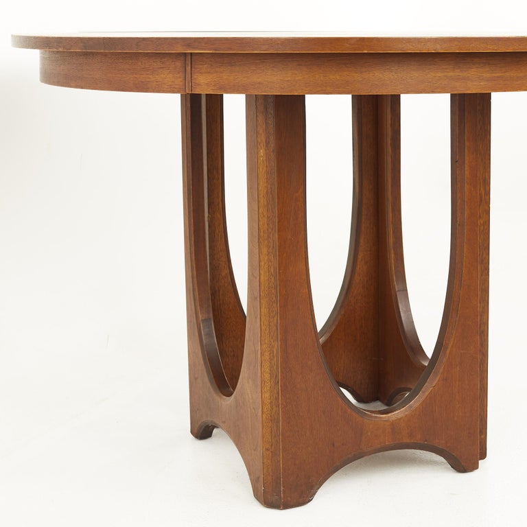 Broyhill Brasilia Mid Century Pedestal Base Walnut Dining Table with 3 ...
