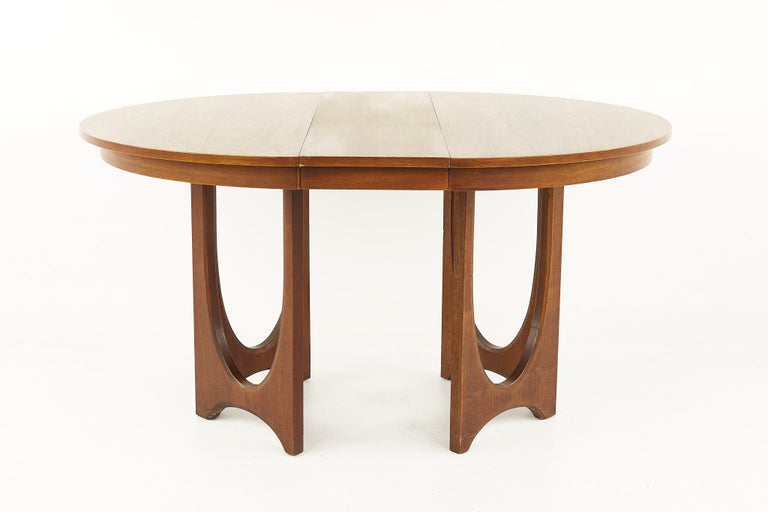Broyhill Brasilia Mid Century Pedestal Base Walnut Dining Table with 3 ...
