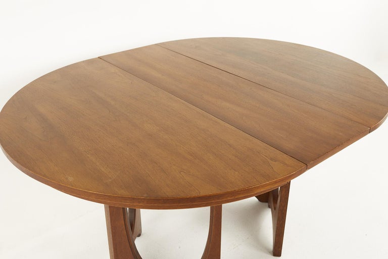 Broyhill Brasilia Mid Century Pedestal Base Walnut Dining Table with 3 ...