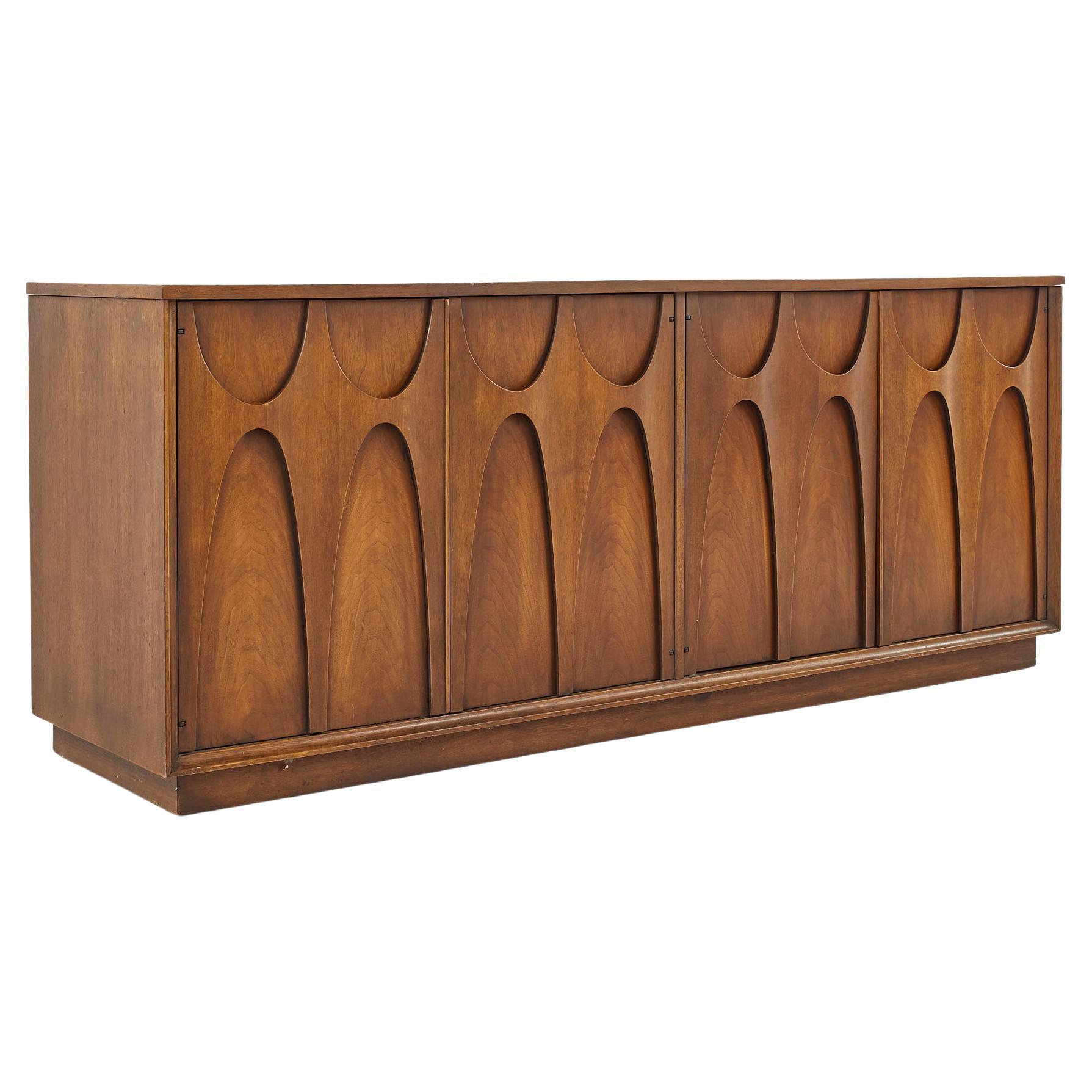Broyhill Brasilia Mid Century Plinth Base Walnut Credenza