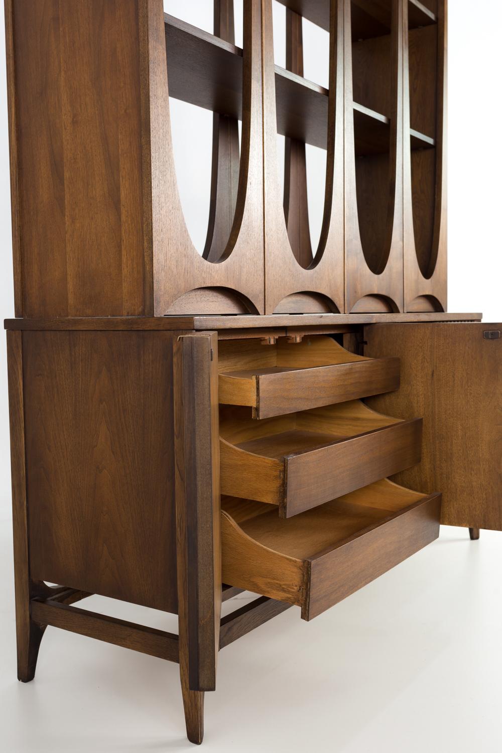 Wood Broyhill Brasilia Mid Century Room Divider Wall Unit Shelving For Sale