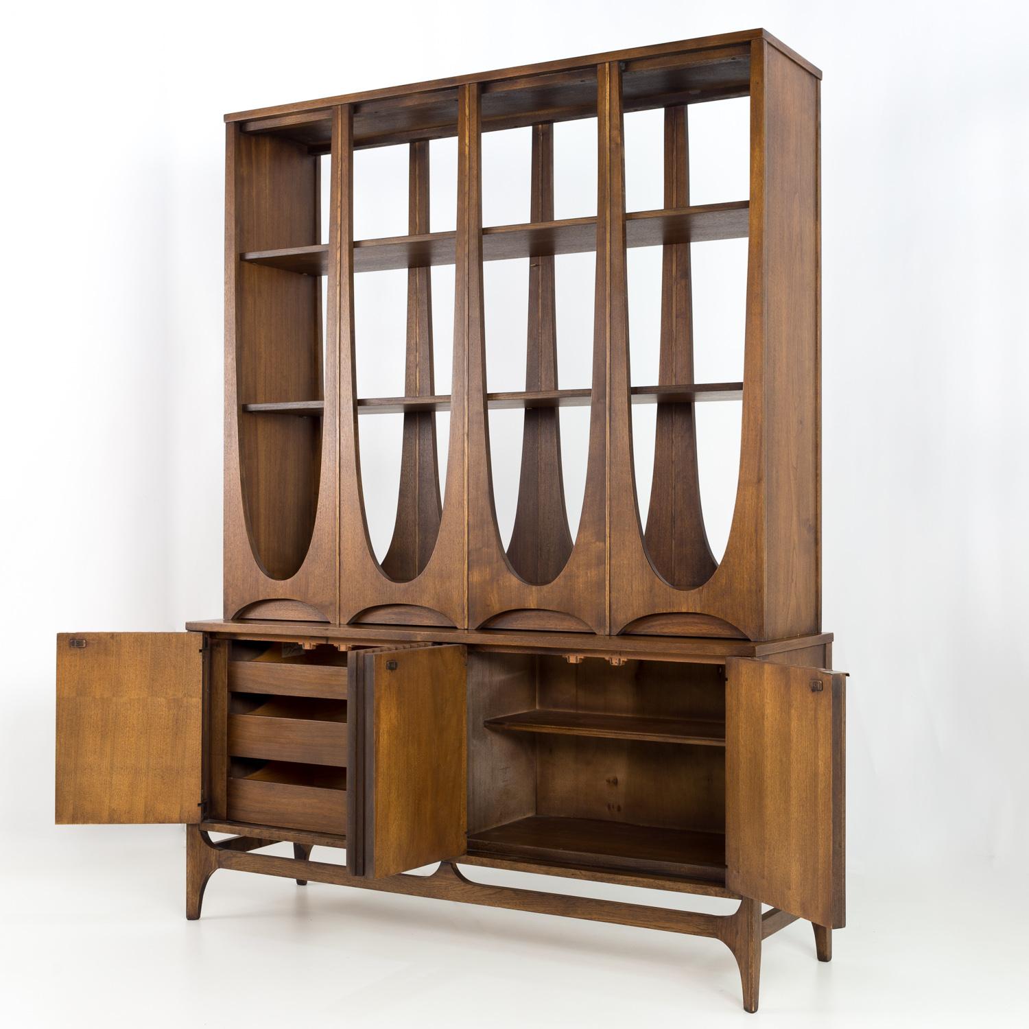 Late 20th Century Broyhill Brasilia Mid Century Room Divider Wall Unit Shelving For Sale