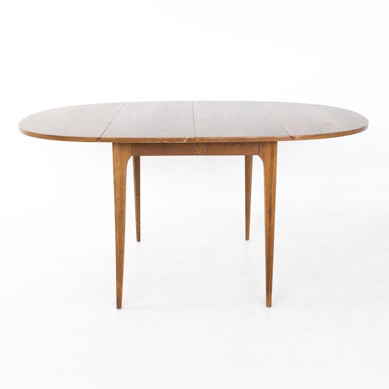 Broyhill Brasilia Mid Century Round Walnut Drop Leaf Expanding Dining ...