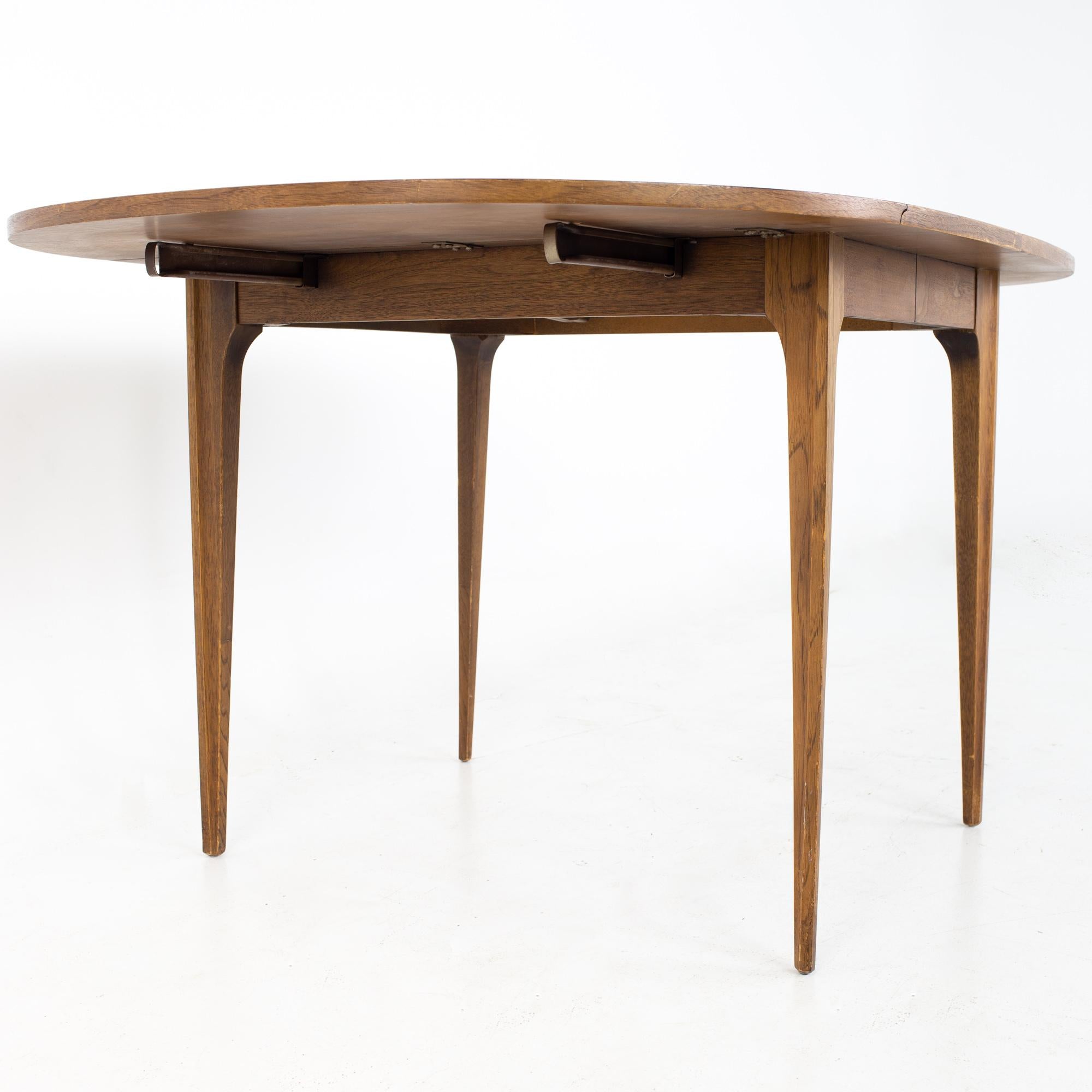 mid century modern round dining table with leaf