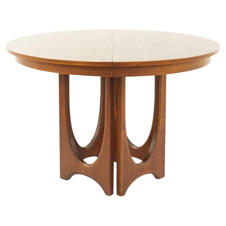 Broyhill Brasilia Mid Century Round Walnut Pedestal Dining Table - 2 ...